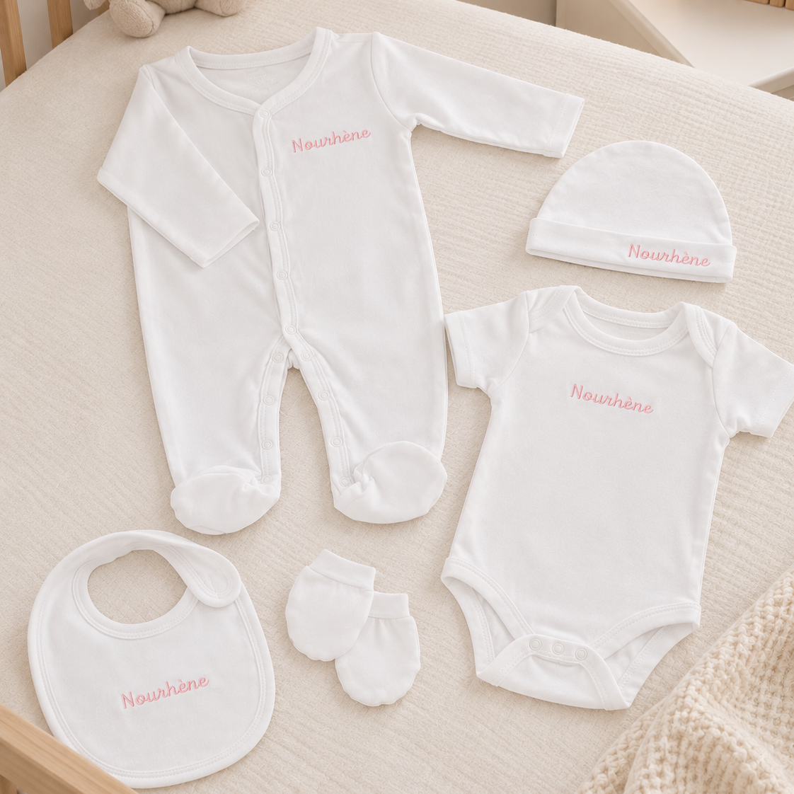 Ensemble naissance 5 Pièces en Coton