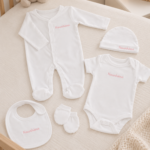 Ensemble naissance 5 Pièces en Coton